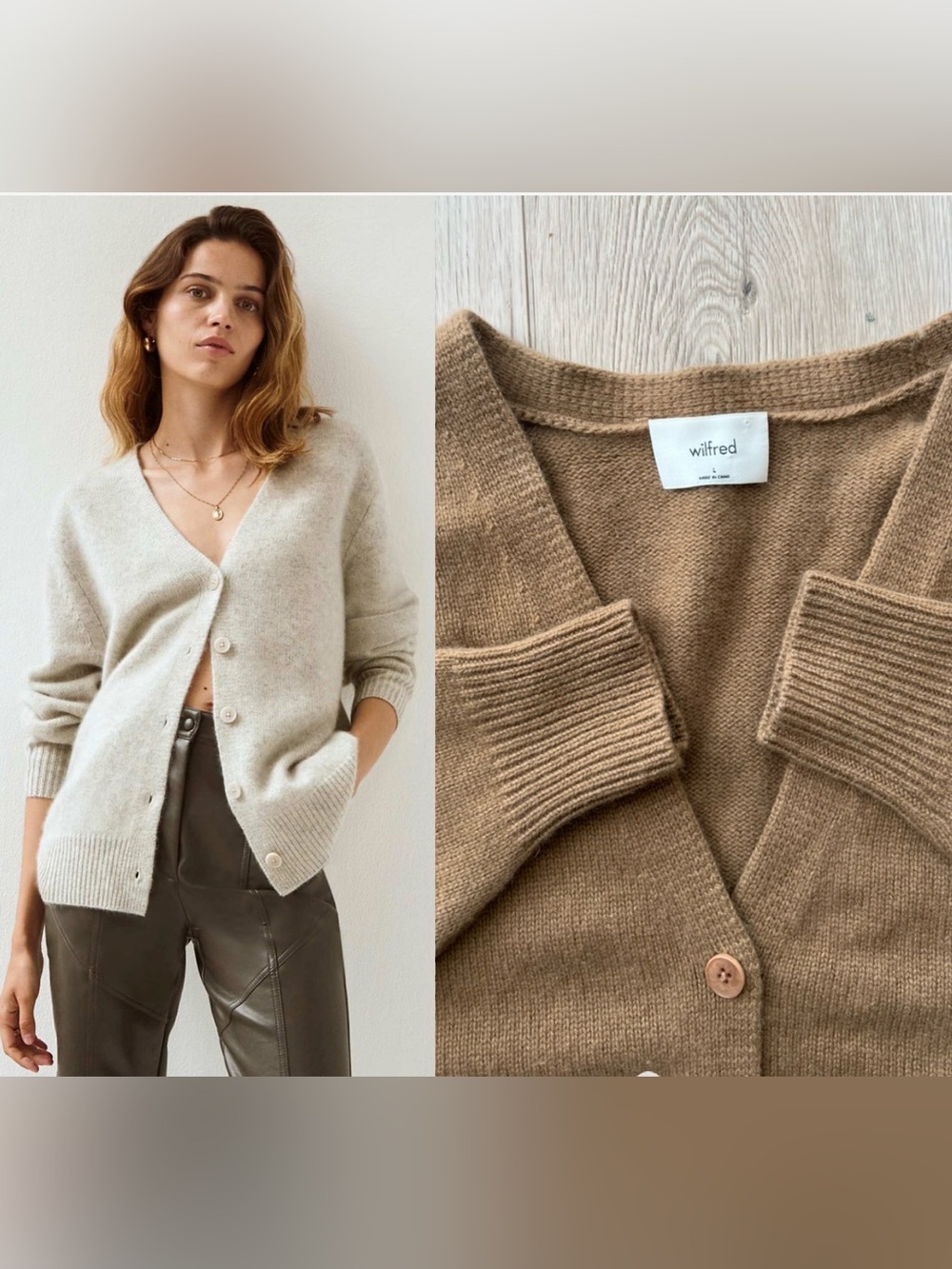 Wilfred Parco V-Neck Cashmere Cardigan Sz L